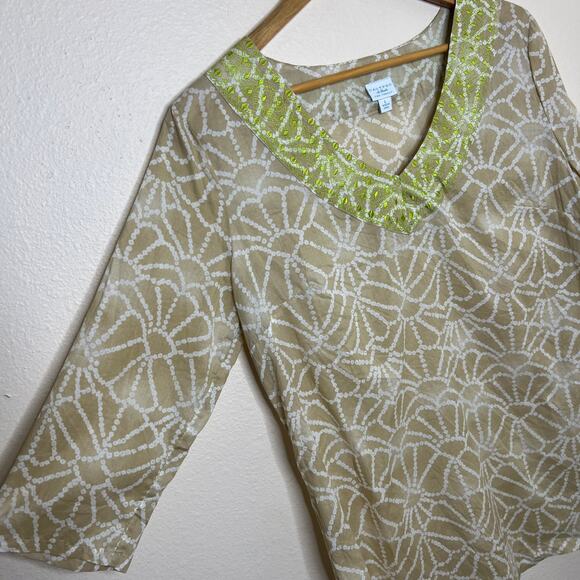 Calypso St. Barth Floral Beige Embroidered Tunic Large - Picture 3 of 9